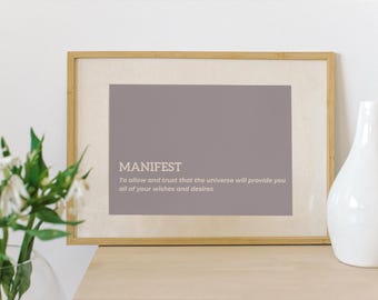 Impressão Digital Manifest | Arte de Parede Inspiradora | Decoração de Mentalidade Positiva