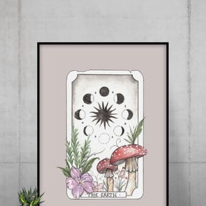 De aarde-tarot - handgetekende digitale kunstafdruk (directe download) l Tarot Home Decor l Tarotkaart tekenen l Digitale tarotafdruk l De aarde