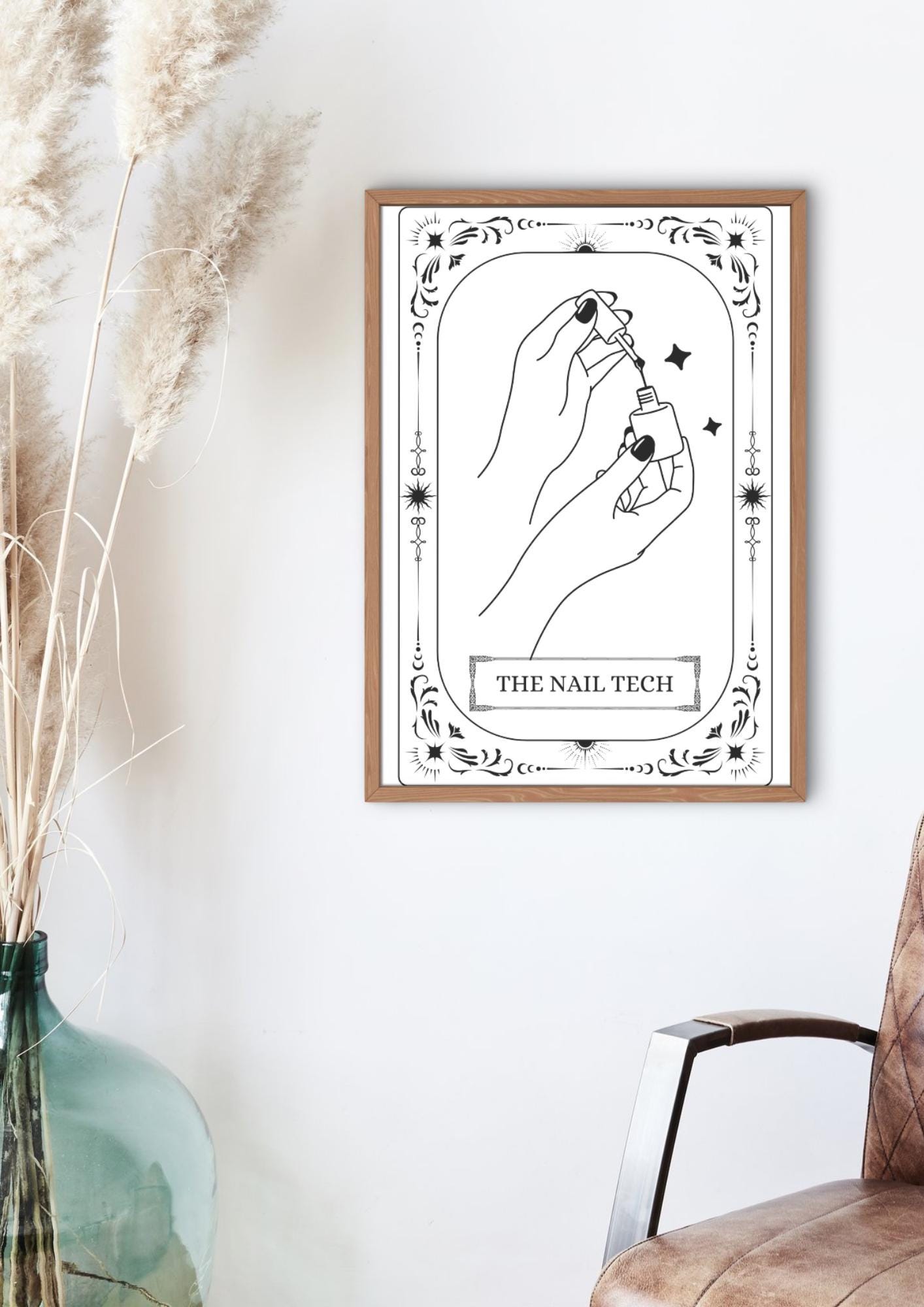 Nail Tech Paper The Nail Tech Digital Print | A4 Black & White Printable Wall Art ...
