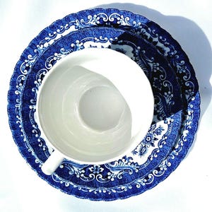 Wedgwood Woodland Tea Trio • Cup Saucer Dessert Plate • Vintage Bone China England • Blue Pastoral Scene Farmhouse Cottagecore