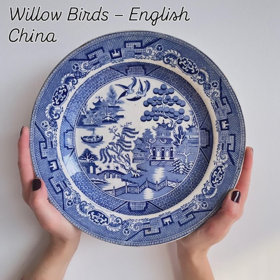 wood＆sons ウッド＆ソンズ ブルーウィロー Antique Blue Willow Plate by Wood & Sons Transferware – Birds and