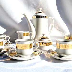 Vintage Porcelain Coffee Set «Haas & Czjzek» Czechoslovakia