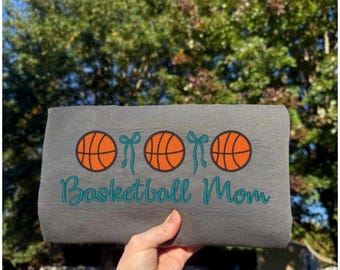 Basketball Mom with bows custom embroidered crewneck sweatshirt