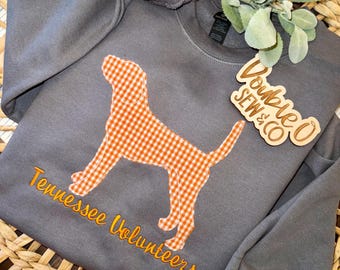 Tennessee Hunting Dog mascot custom embroidered crewneck sweatshirt