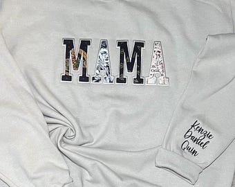Name (Mama,Nana,Mimi,Gigi,Mawmaw,Pawpaw, Dad, etc.) Appliqué Embroidered Crewneck Sweatshirt
