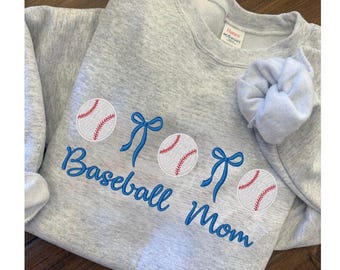 Baseball Mom with bows digital embroidery file