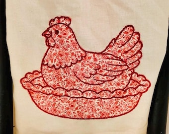 Hen on Nest Applique -digital embroidery file