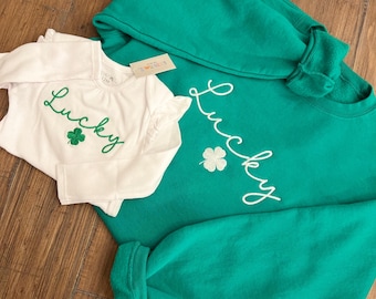 Lucky custom embroidered crewneck sweatshirt