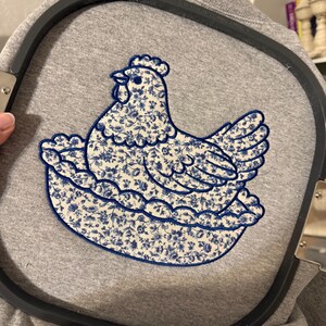 Hen on Nest Applique -digital embroidery file image 4