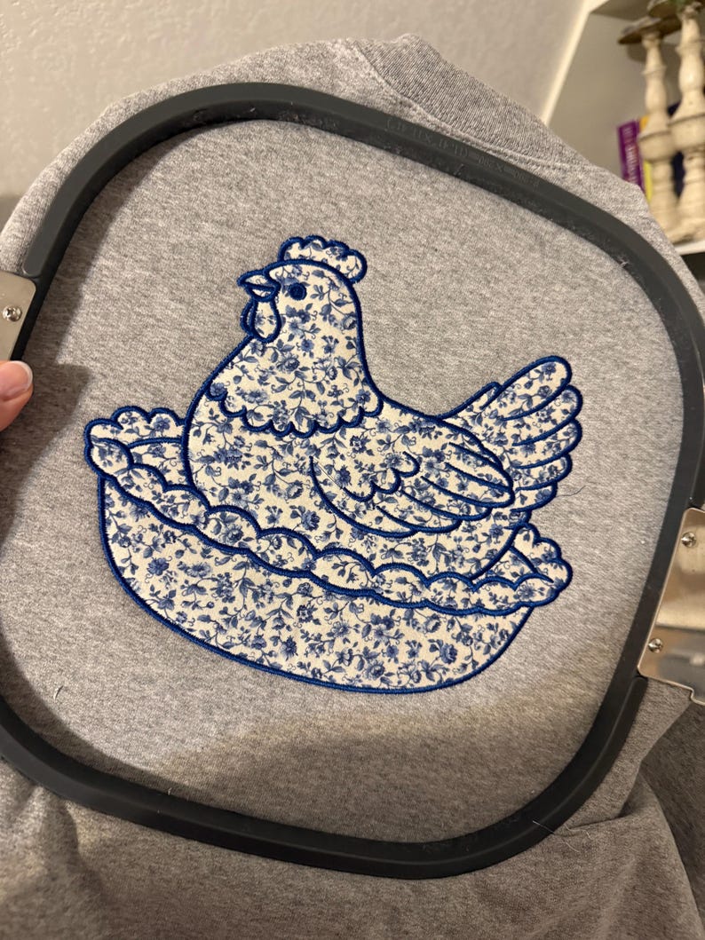Hen on Nest Applique -digital embroidery file image 4