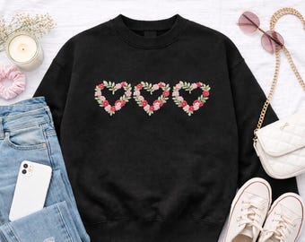 Fichier de broderie numérique 3 coeurs floraux