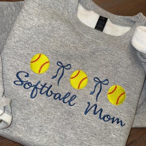 Softball Mom with bows digital embroidery file