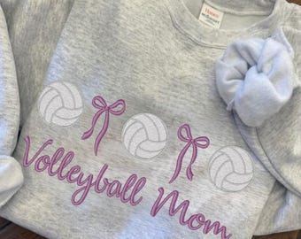 Volleyball Mom with bows digital embroidery file