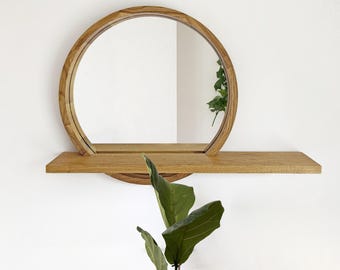 Wooden mirror with shelf, Custom Mirror, Aesthetic mirror, Home mirror, Shelf mirror, Natural bath mirror, Comfortable mirror, shelf