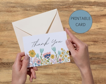 Floral Thank You Card: Print-at-Home Flower Design (Digital Download)