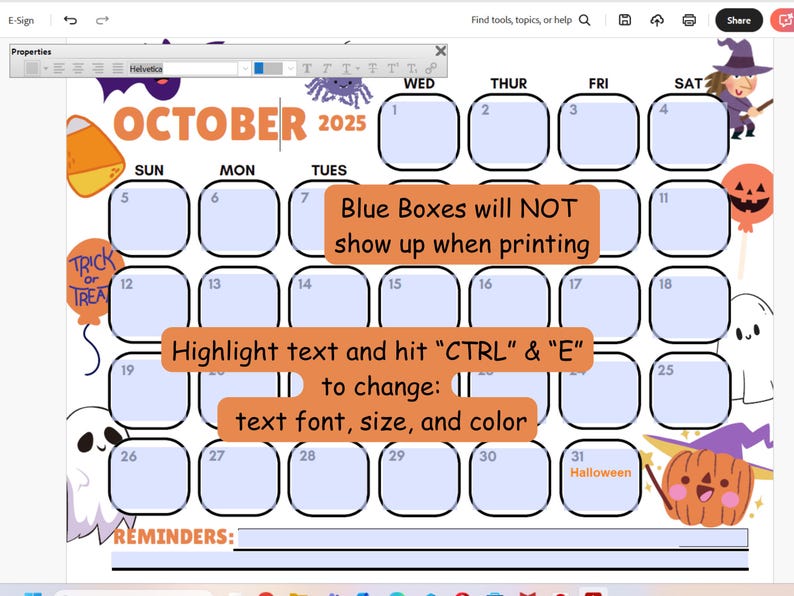 2025 October Calendar Editable, Halloween Calendar, Printable Calendar ...