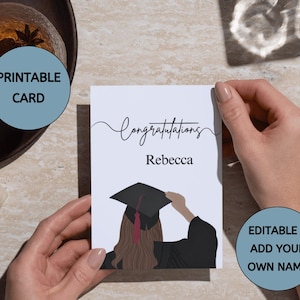 Carte de fin d'études modifiable et imprimable, carte de remise des diplômes personnalisée, carte de félicitations imprimable, promotion 2025, carte brune personnalisée