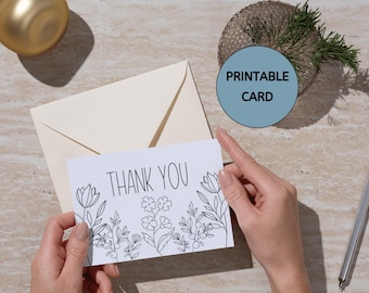 Printable Thank You Card: Floral Coloring Page (PDF)