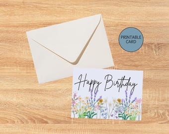 Floral Birthday Card: Print-at-Home Greeting Card (Digital Download)