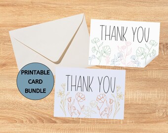Printable Outlined Flowers Thank You Card: Coloring Page (Digital Download)