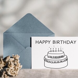 Printable Happy Birthday Coloring Card, Cake Birthday Card, Birthday Card for Kids, Birthday Color Your Own Card, DIY Print & Color Card
