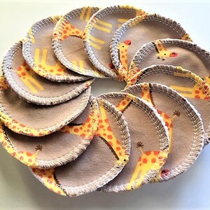 12 Washable Reusable Facial Rounds Cosmetic Makeup Remover Wipes - Little Darling Giraffes