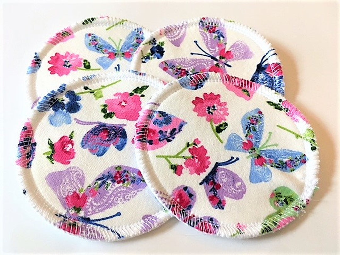 2 Pairs of Cloth Nursing Pads Butterflies and Flowers Etsy