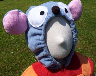 Custom Gray Mouse with Striped Shirt Fleece Costume