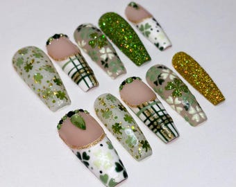Shamrock Press On Nails | Green Clover, St. Patrick's Day
