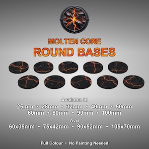 Bases miniatura de lava fundida redondas y ovaladas / MDF o acrílico impreso a todo color / No necesita pintura