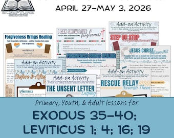 Folgen Sie mir Exodus & Levitikus Stundenplan | FHE, Sonntagsschule, Grundschule | 27.April - 3.Mai (Schule/Jugend)