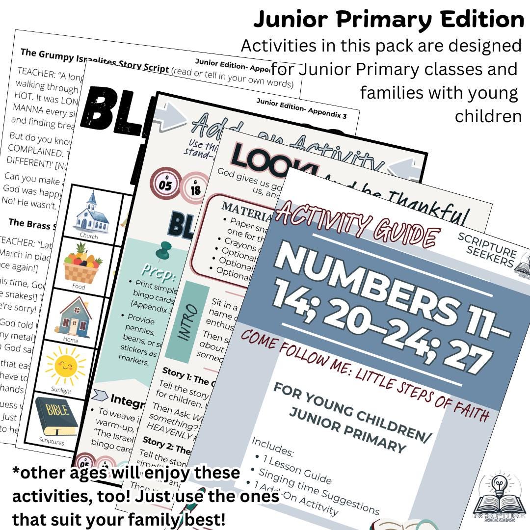 Numbers 11:14 Primary Lesson Plans for Numbers 11–14; 20–24; 27, Singing Time,(may 4 ...