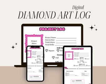 Pink Diamond Art Painting Digital/Printable Download: Project Log Tracker (1page)