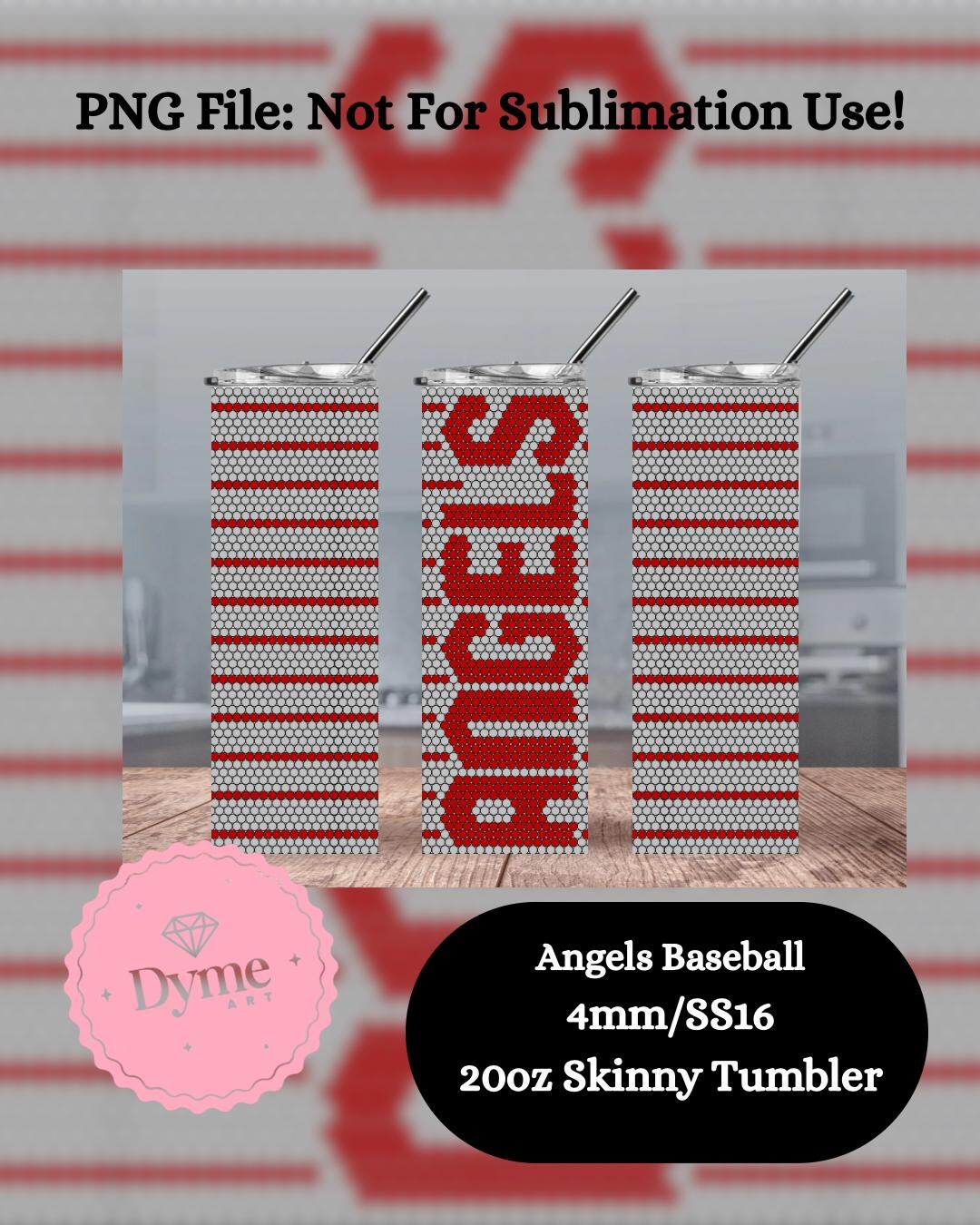Angels Baseball/ Rhinestone Template Pattern Digital Design/ 20oz ...