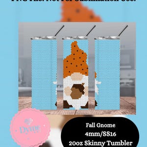 Fall Gnome/ Rhinestone Template Pattern Digital Design/ 20oz Skinny Tumbler Cup/ 4mm-SS16 Stone Size/DIY Bling Crafts/Digital Products