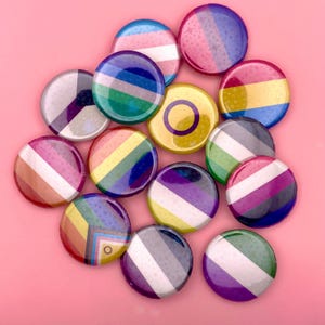 Glitzer Pride Flaggen Buttons