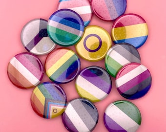 Glitzer Pride Flaggen Buttons