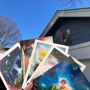 Cartes postales romantiques mystiques (lot de 5) | Cartes d'art d'amour | Mini oeuvre d'art | Art surréaliste | Amour rêveur