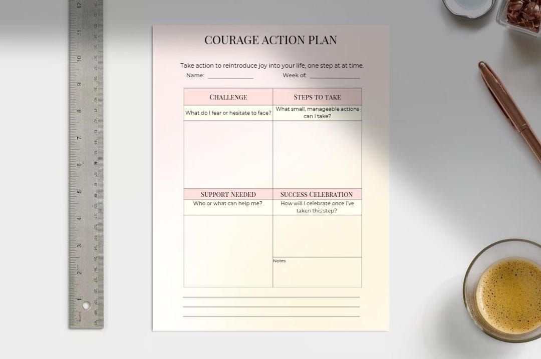 Courage Examples Charts.pdf Courage Plan & Commitment Printable | Build Confidence and Overcome ...