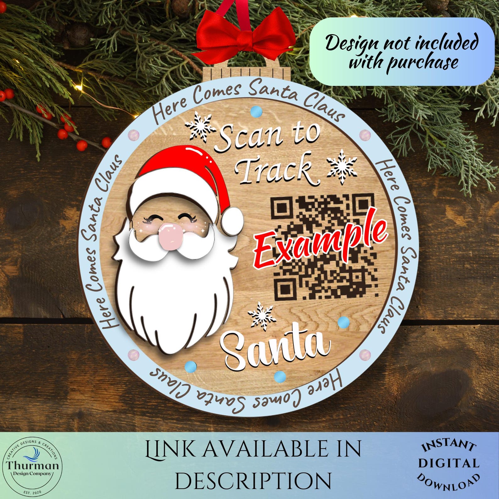 Santa Tracker QR Code Svg, Santa Tracker Ornament Svg, QR Code, Scan to ...
