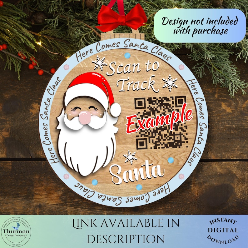 Santa Tracker QR Code Svg, Santa Tracker Ornament Svg, QR Code, Scan to ...