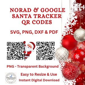 Santa Tracker QR code svg, Santa Tracker Ornament , QR Code, Scan to Track Santa, NORAD Santa Tracker, Google Santa Tracker Digital File
