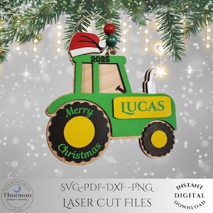 Personalized Tractor Christmas Ornament SVG, 3D Tractor Ornament SVG, Personalized Keepsake Ornament, Digital Download, Laser Cut File