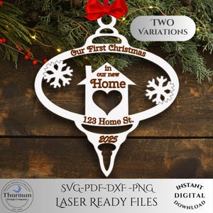 Our First Christmas Ornament SVG New Home Ornament Laser Cut File Personalized Housewarming Ornament Gift Christmas Decor Digital Download