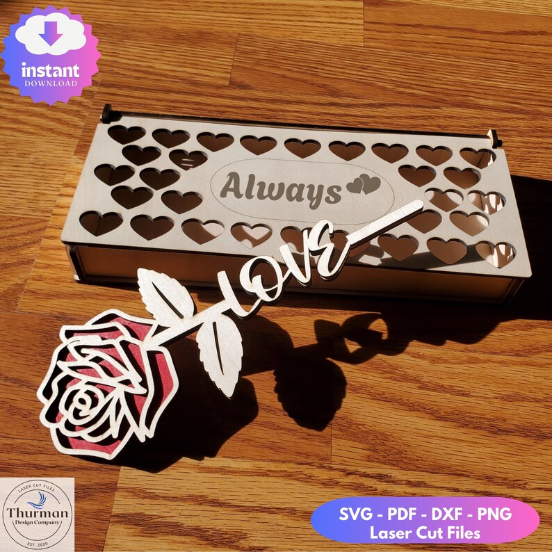 Boxed Flower Gift Laser Cut SVG Files Personalized Gift for Mom ...