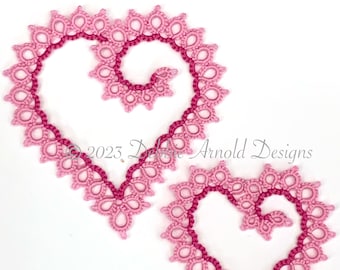 Tatting Pattern "Spiral Heart Duo" PDF Instant Download