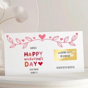 Carte à gratter cadeau Saint Valentin, scratch à révéler, cadeau surprise pour petit ami ou petite amie, Saint Valentin révélé, week-end, concert