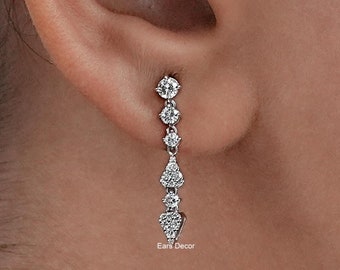 Diamanti Lab-created VVS1 Orecchini A Perne Con Zaffiri Bianchi Creati In Lab 2.00 CT, Taglio Rotondo, VVS1/D, Oro Bianco 14K Orecchini A Perno Diamante 2 Ct