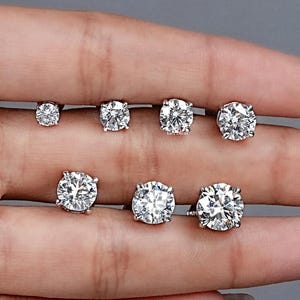 IGI Certified Round Lab Grown Diamond Stud Earrings, 2 TCW Diamond Earrings, 14K Solid Gold Earrings For Women, Classic Diamond Earrings