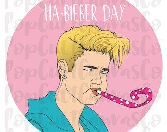 Justin Bieber Popular Culture, Birthday Card, Sorry Card, Sticker, Cake Topper, PNG Download, Digital Download
